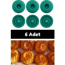 Teknotrust Yeşil 6'lı Silikon Mini Kek Kalıbı - Muffin Kalıbı 6 Adet Göbekli Kek Kalıbı