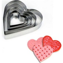 Teknotrust Kek Kurabiye Ve Pasta Kalıbı Paslanmaz Metal 5 Li Set Kalp