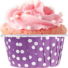Teknotrust Muffin Cupcake Kek Kalıbı Kapsülü Mor Renk Beyaz Puantiyeli Özel Pet Kapsül 20 Adet