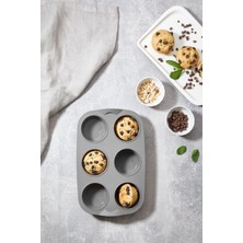 Teknotrust 3208 Silikon 6 Gözlü Muffin Kalıbı - Fırın Kek - Muffin Kalıbı