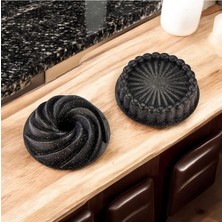 Teknotrust Eda Granit Döküm 2’Li Tart Ve Rüzgar Kalıbı Seti – Yapışmaz, Fırına Dayanıklı, Siyah