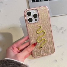 Apple iPhone 13 Pro Max Uyumlu Kılıf Zebana Golden Serpent Silikon Kılıf Rose Gold