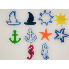 Teknotrust Deniz Temalı 5'Li Polikarbon Kopat Kurabiye Kalıbı Set - Yelkenli,Dümen,Çapa,Deniz Yıldızı,Denizatı