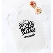 Mediterian Kişiye Özel Renkli Halloween Temalı Pamuk Mutfak Önlüğü