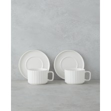 English Home Lunara Porselen 4 Parça 2 Kişilik Çay Fincanı Takımı 220 ml Beyaz