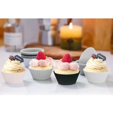 Teknotrust Silikon Muffin Cupcake Mini Kek Kalıbı 12 Adet Gri Siyah Beyaz