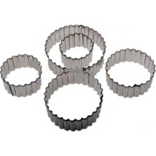Teknotrust Kek Kurabiye Ve Pasta Kalıbı Paslanmaz Metal 5 Li Set Yuvarlak Tırtıklı