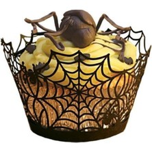 Teknotrust Örümcek Ağı Temalı Cadılar Bayramı Halloween Muffin Cupcake Kenar Danteli 10 Adet