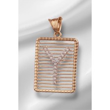 14 Ayar Altın Taşlı Telli Y Harf Kolye Ucu