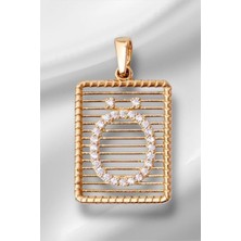 14 Ayar Altın Taşlı Telli Ö Harf Kolye Ucu