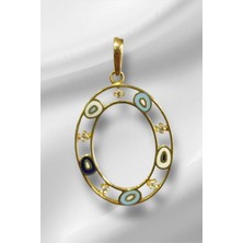 14 Ayar Altın O Harfli Nazar Boncuklu Göz Kolye Ucu