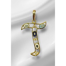 14 Ayar Altın T Harfli Nazar Boncuklu Göz Kolye Ucu