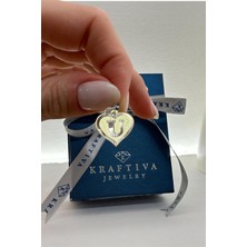 14 Ayar Altın U Harfli Nostaljik Kalp Kolye Ucu