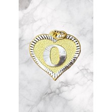 14 Ayar Altın O Harfli Nostaljik Kalp Kolye Ucu