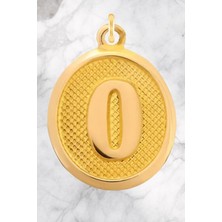 14 Ayar Altın Vintage Oval O Harf Kolye Ucu
