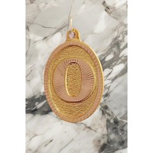 14 Ayar Altın Nostaljik Oval O Harf Kolye Ucu