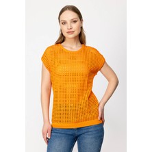 39301 Onteks File Örgü Kısa Kol Bluz
