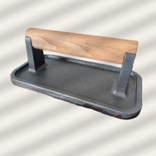 Baklava Desen Döküm Demir Et Mühürleme,piknik Tost& Burger Pres Aparatı Ahşap Sap Seasoning Yapılmı