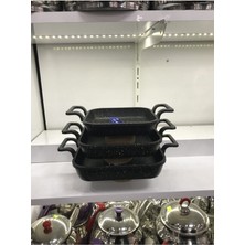 Eda Marka 3lü Döküm Granit Kare Tava Seti 18 20 22 cm