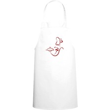 Mediterian Beyaz Silüet Chef Tasarım Özel Baskılı Mutfak Önlüğü, şık ve kullanışlı.