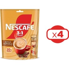 Nescafe 3 Ü 1 Arada Sütlü Köpüklü 17,4 gr 20 Li Paket x 4 Adet