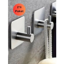 Paslanmaz Çelik 2 Adet Yapışkanlı Bornozluk Havluluk Askılık Yatak Odası ve Mutfak Düzenleyici, Delme Yok!