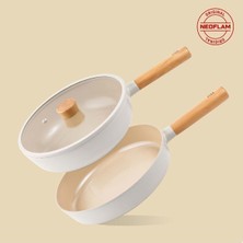 Fika Bej 3 Parça Pratik 26 cm Cam Kapaklı Tava Seti