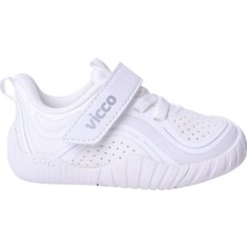 Vicco Yaomi İlk Adım Ayakkabısı Erkek Beyaz Düz Tabanlı Konforlu Tasarım