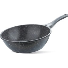 28 cm Wok Tava Dış Siyah Içi Red Diamond