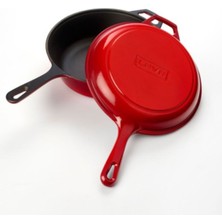 Döküm Combo Derin Tava Tencere 26 cm Metal Saplı Kapaklı ( Kırmızı )