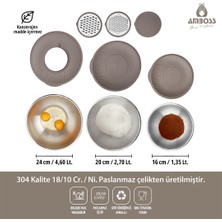 Amboss Satin 9 Parça Paslanmaz Çelik Çok Amaçlı Karıştırma Kabı Kase Gri