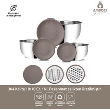 Amboss Satin 9 Parça Paslanmaz Çelik Çok Amaçlı Karıştırma Kabı Kase Gri