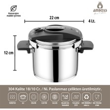 Amboss Enio Matik Paslanmaz Çelik Düdüklü Tencere 4 Lt 