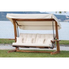 Aida Swings Luna Deluxe 2600 Iroko Beş Kişilik Ahşap Bahçe Salıncağı Krem