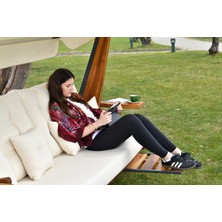Aida Swings Luna Deluxe 2600 Iroko Beş Kişilik Ahşap Bahçe Salıncağı Krem