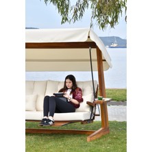 Aida Swings Luna Deluxe 2600 Iroko Beş Kişilik Ahşap Bahçe Salıncağı Krem