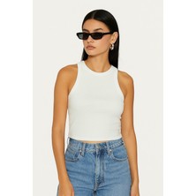 Kadın Vizon Laci Siyah Beyaz Bisiklet Yaka Sıfır Kol Body Atlet 4lü Set