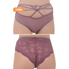 Kadın 3'lü Kadın Çapraz Ip Detaylı Dekolte Külot