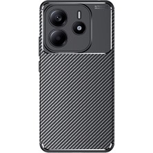 Ehr. Xiaomi Redmi Note 14 4g ile Uyumlu Kamera Korumalı Darbe Önleyici Carbon Brushed Silikon Kılıf -Siyah