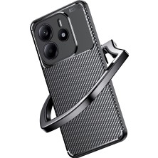 Ehr. Xiaomi Redmi Note 14 4g ile Uyumlu Kamera Korumalı Darbe Önleyici Carbon Brushed Silikon Kılıf -Siyah