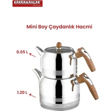Mediterian Şirin Ahşap Mini Çaydanlık Takımı, doğal tasarım, gri renk, 650 ml hacim