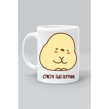 Civciv Ilgi Istiyor Sarı Civciv Baskılı Beyaz Klasik Kupa Bardak
