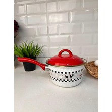 Lüks Rafadan Yumurta Pişirme Haşlama Tenceresi ve Sos Tavası - Desenli Emaye Tava