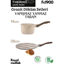 Granit Döküm Vizon Renk Granit Sütlük - Sosluk - Granit Gülenyüz Emojili Pankek Tavası- 28 cm