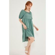 Kadın Mint Madonna Yaka Elbise