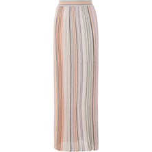 Simli Triko Maxi Etek - Pembe