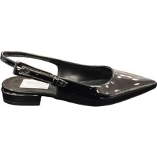 Ventes 924479Z Dar Kalıp Sivri Burun 3 cm Kalın Taban Arkası Açık Tek Bant Kadın Şık Babet Ayakkabı