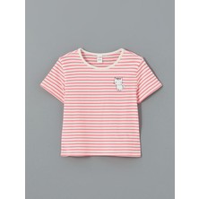 Bisiklet Yaka Çizgili Kız Çocuk Tişört
