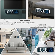 LED Ekranlı Aynalı Masa Saati Sıcaklık Tarih Alarmlı Şarjlı Dijital Elektronik Saat