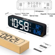LED Ekranlı Aynalı Masa Saati Sıcaklık Tarih Alarmlı Şarjlı Dijital Elektronik Saat